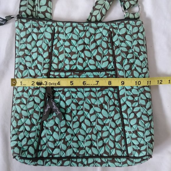 Vera Bradley Crossbody purse bag / Mint & Brown vine print - Picture 8 of 10